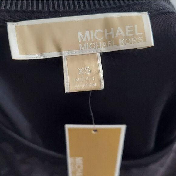 MICHAEL Michael Kors All Over Logo Velour Top Women’s Size XS - Black - Picture 5 of 7